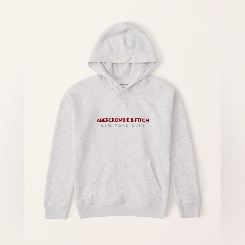 Abercrombie Kids Embroidered Logo Popover Hoodie Hooded Sweatshirt NWT